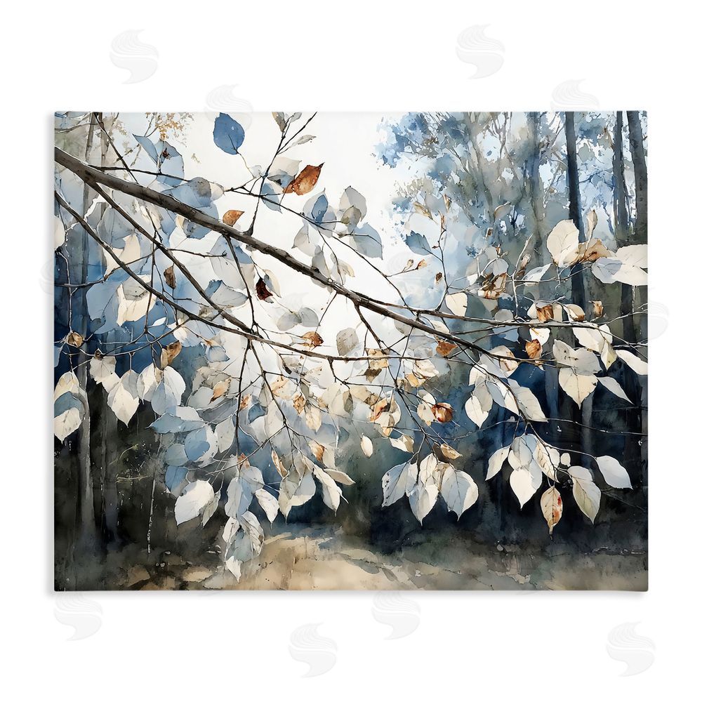 Franklyn Gregory Blue Fall Branch Leaves Stretched Canvas Wall Art Print