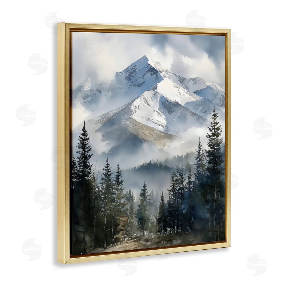 Franklyn Gregory Snow & Mist Alpines Gold Floating Framed Canvas Wall Art Print