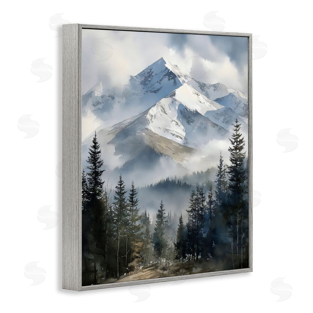 Franklyn Gregory Snow & Mist Alpines Gray Framed Giclee Wall Art Print