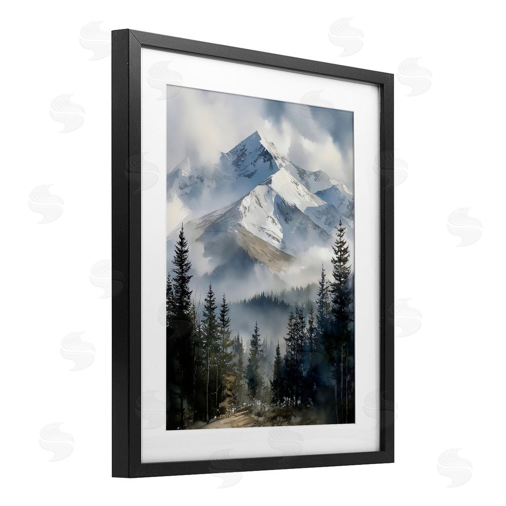 Franklyn Gregory Snow & Mist Alpines Black Framed Print Under Glass with White Mat Wall Art