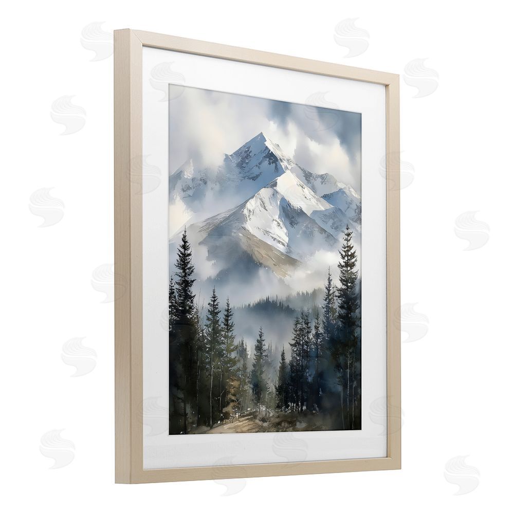 Franklyn Gregory Snow & Mist Alpines Brown Framed Print Under Glass with White Mat Wall Art