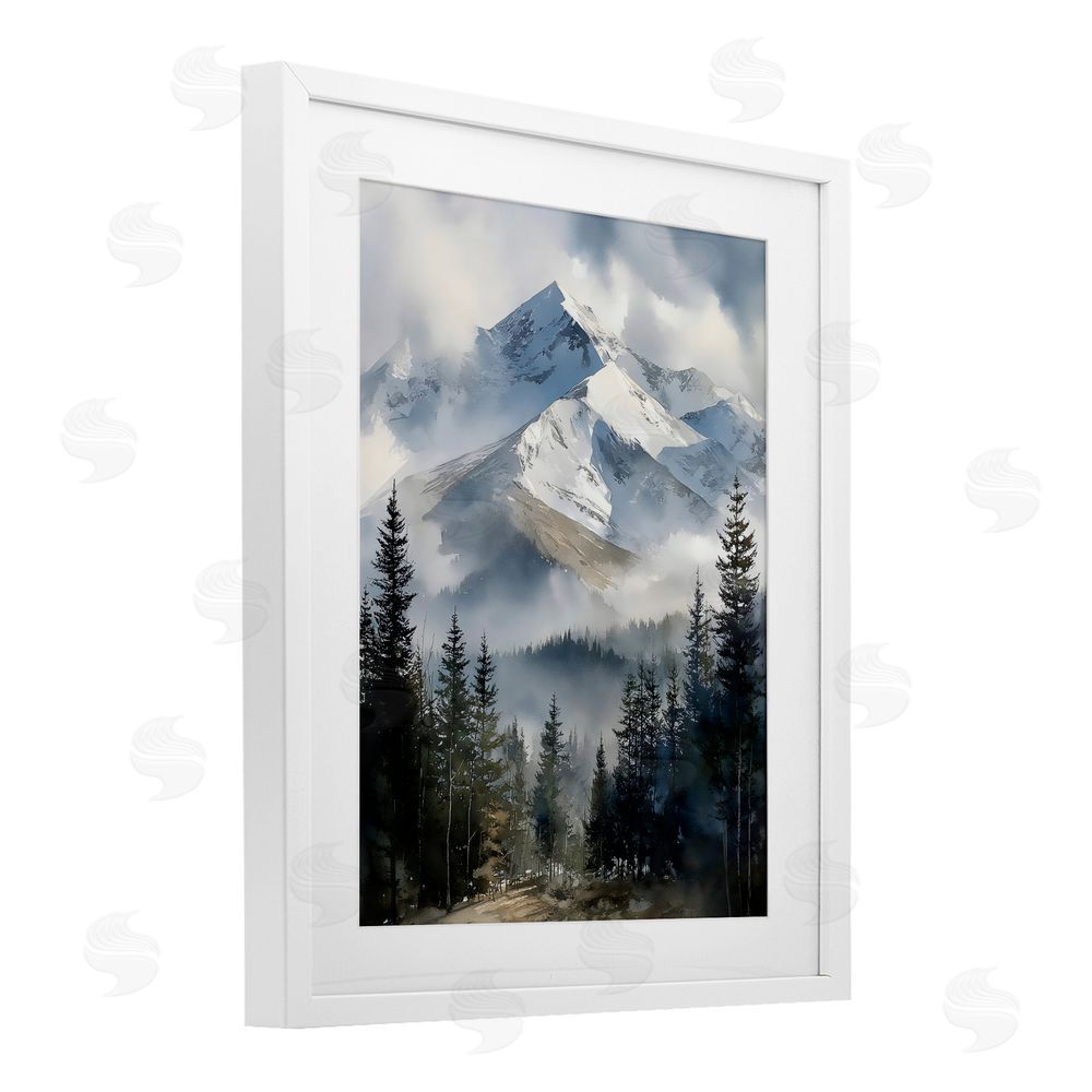 Franklyn Gregory Snow & Mist Alpines White Framed Print Under Glass with White Mat Wall Art