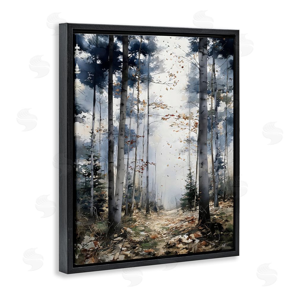 Franklyn Gregory Cold Woods Birch Forest Black Floating Frame Canvas Wall Art Print