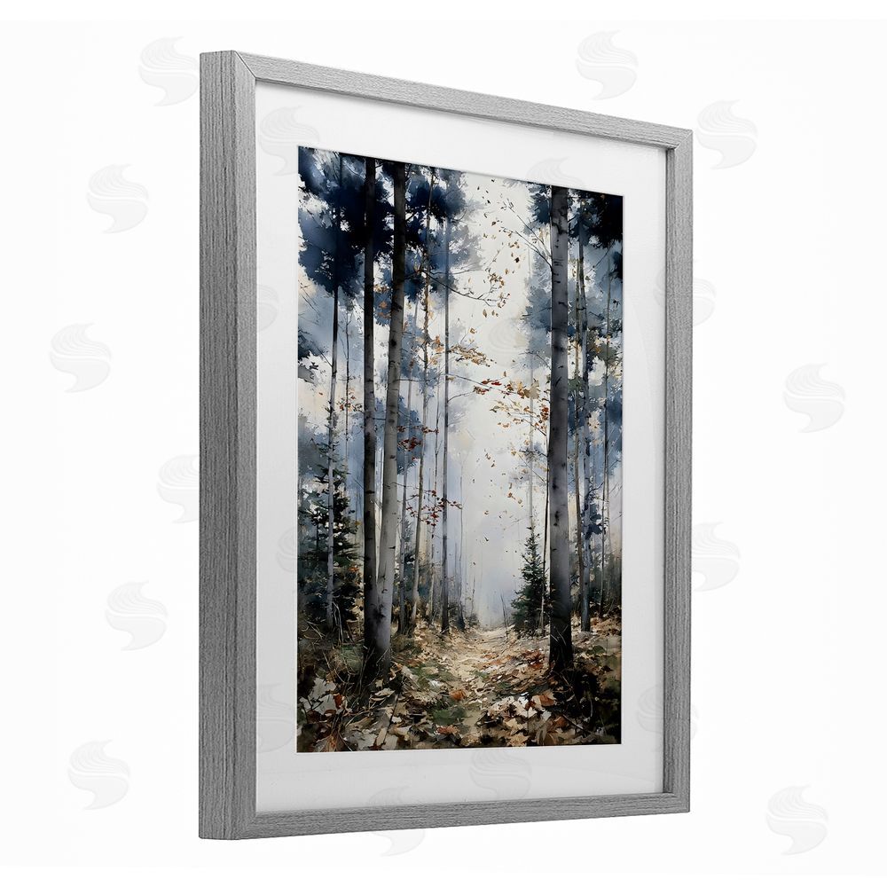 Franklyn Gregory Cold Woods Birch Forest Gray Framed Print Under Glass Wall Art