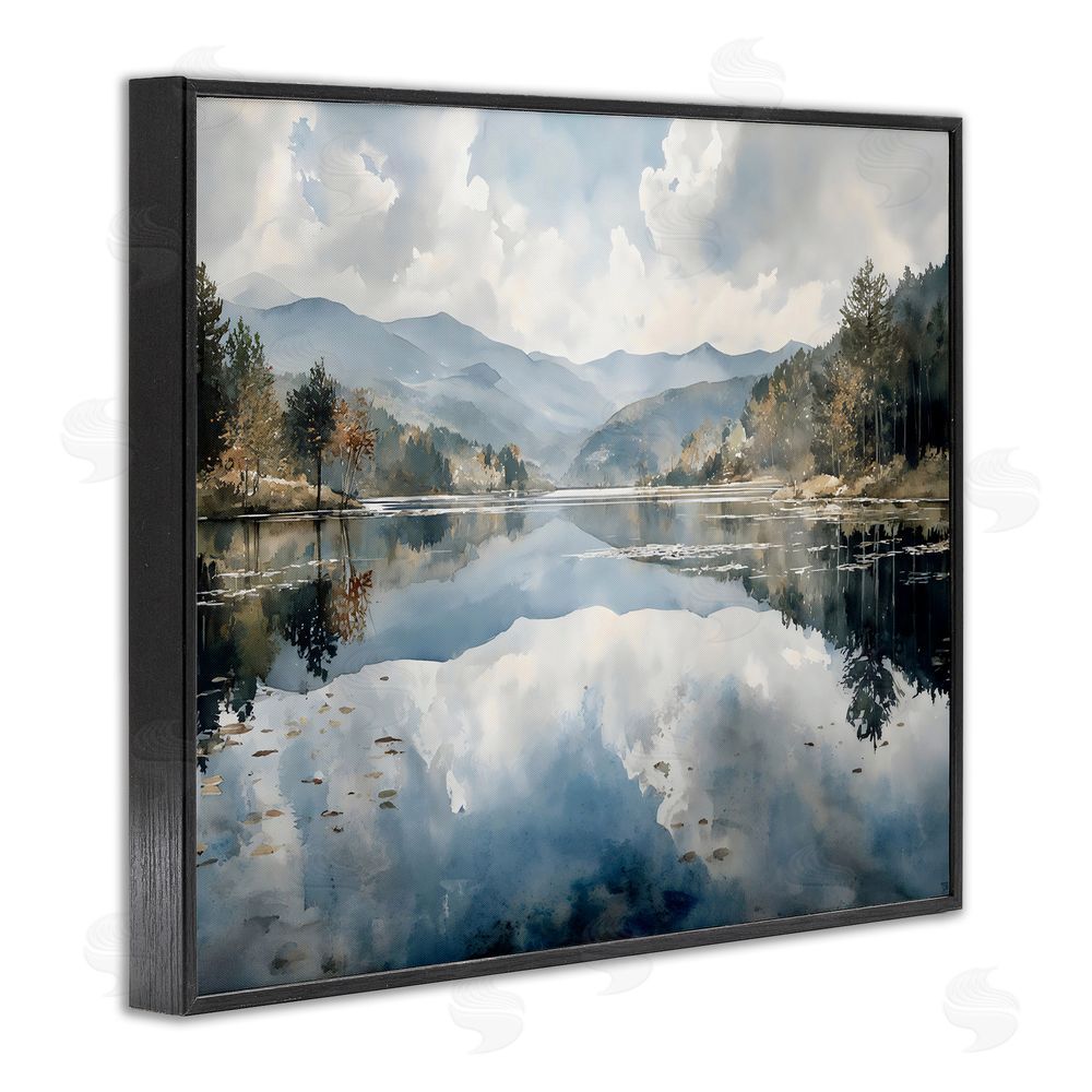 Franklyn Gregory Nature's Reflection on Mountain Lake Black Framed Giclee Wall Art