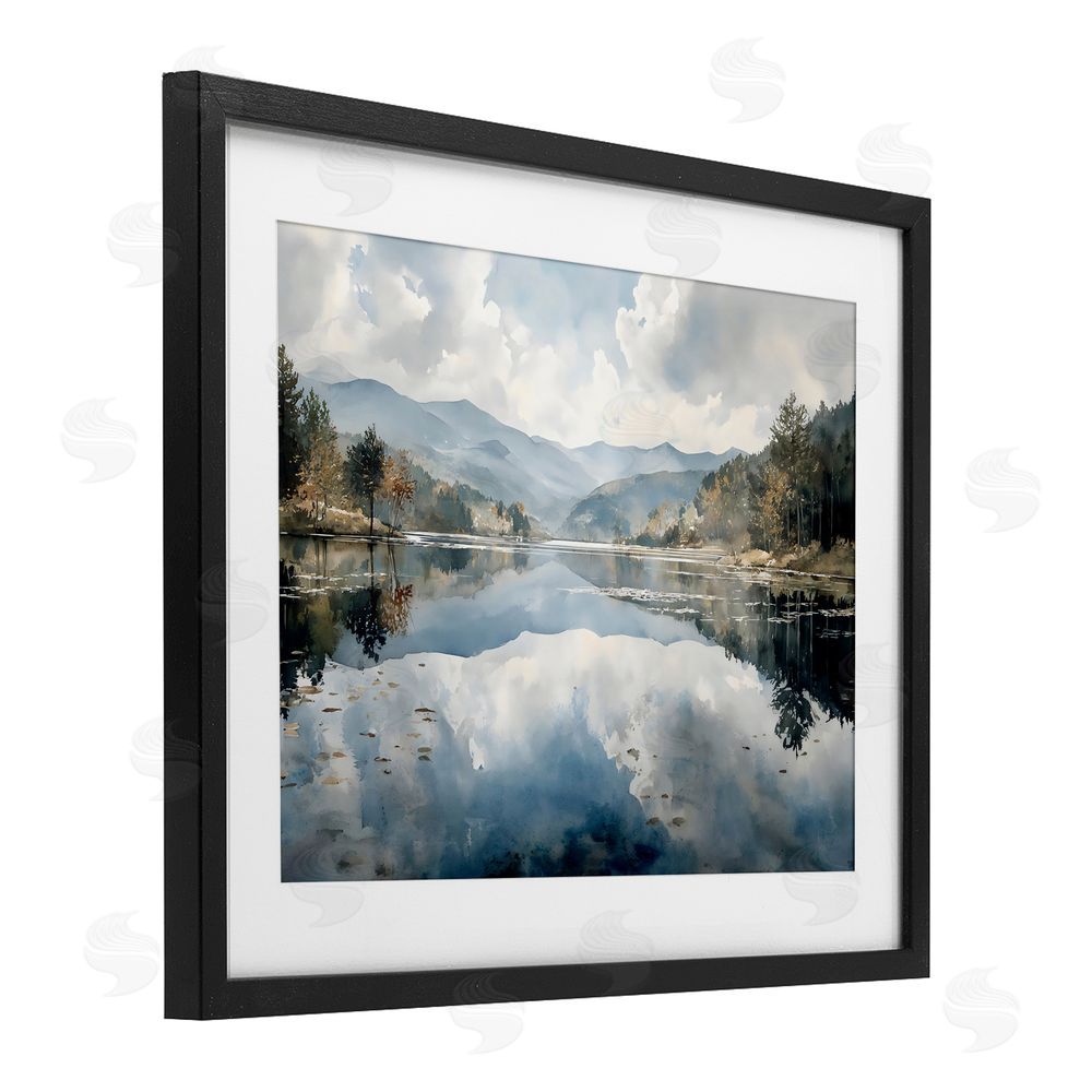 Franklyn Gregory Nature's Reflection on Mountain Lake Black Framed Print Under Glass Wall Art