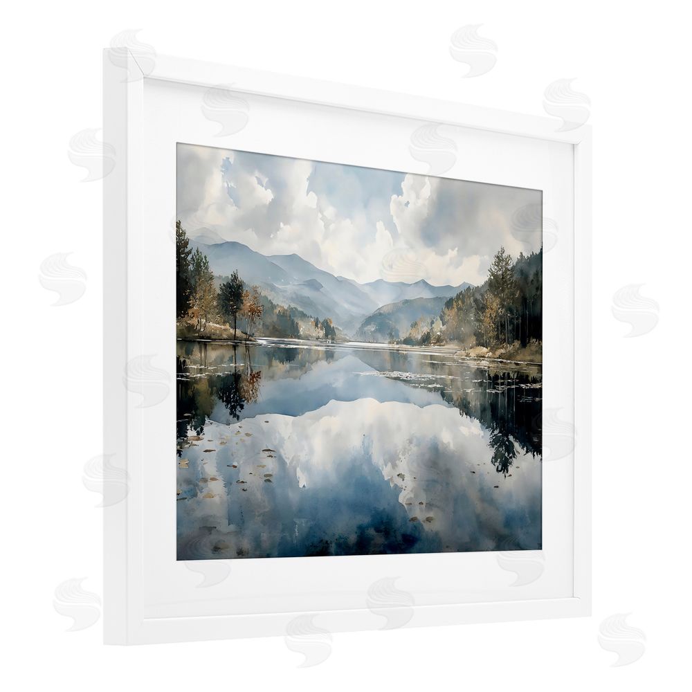 Franklyn Gregory Nature's Reflection on Mountain Lake White Framed Print Under Glass Wall Art
