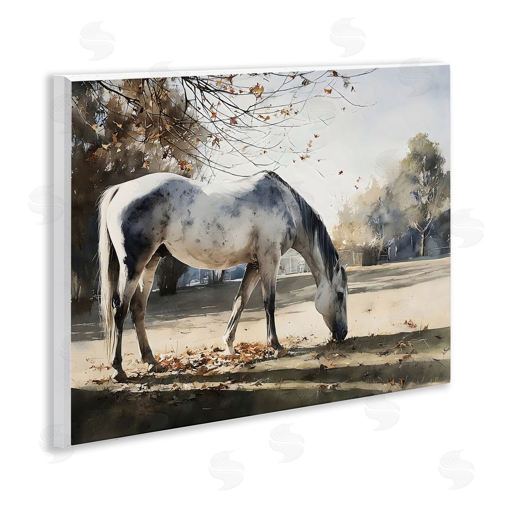 Franklyn Gregory Grey & White Mare Grazing Wall Plaque Home Decor Art Print