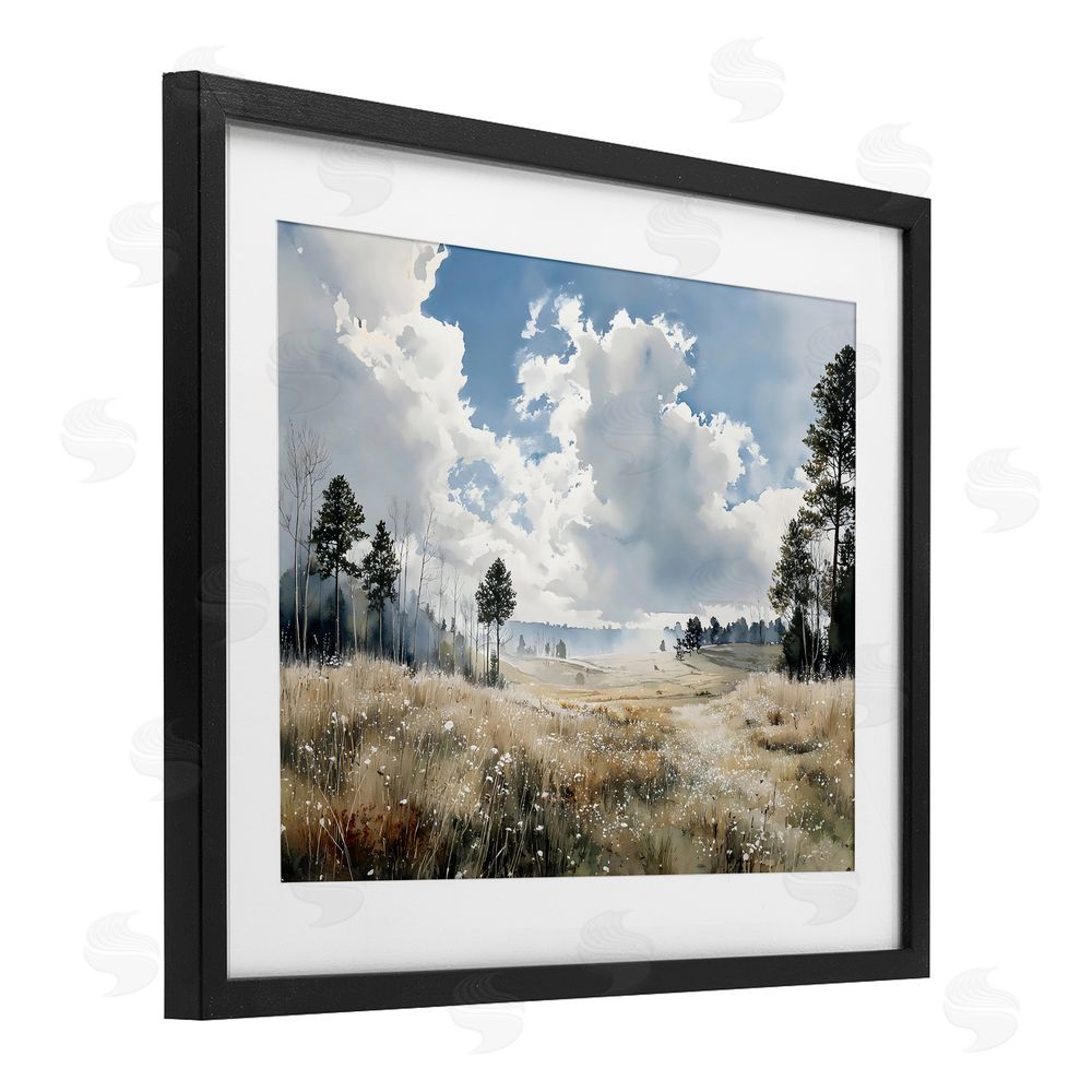 Franklyn Gregory Blue Kissed Landscape Black Framed Print Under Glass with Matting Wall Art