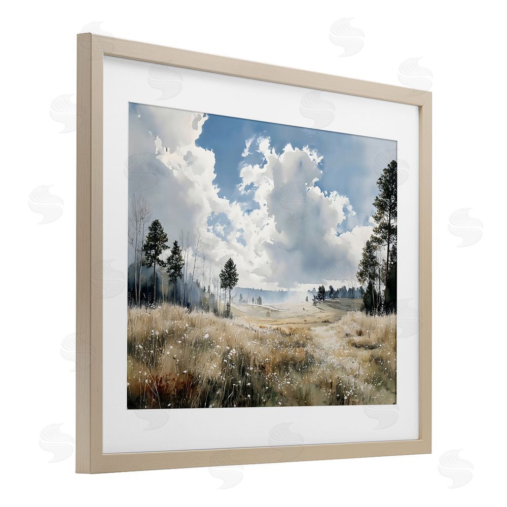 Franklyn Gregory Blue Kissed Landscape Brown Framed Print Under Glass with Matting Wall Art