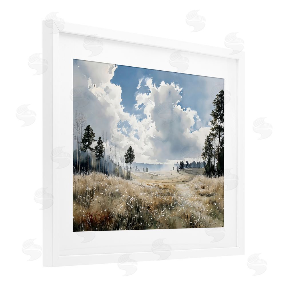 Franklyn Gregory Blue Kissed Landscape White Framed Print Under Glass with Matting Wall Art