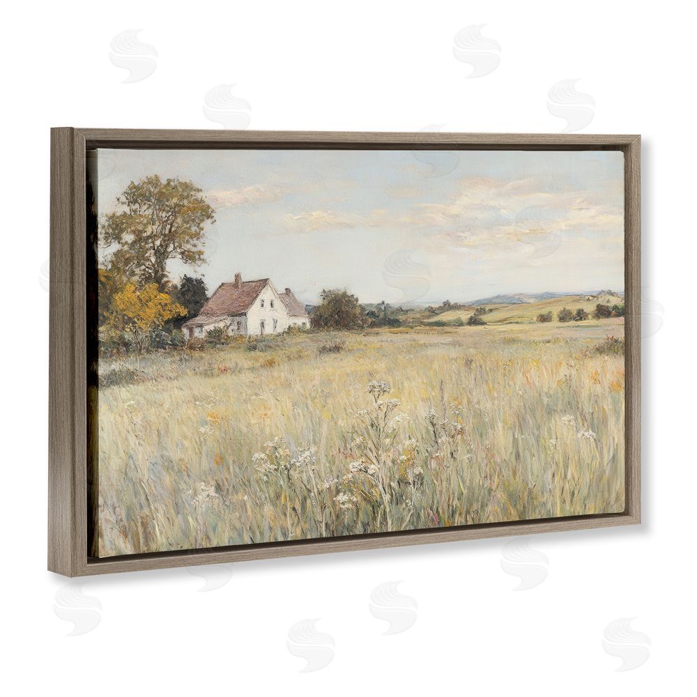 Petal Prints Design Country Living in Golden Meadow Brown Floating Frame Canvas Wall Art Print