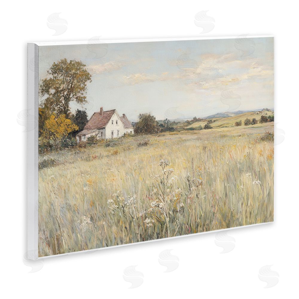 Petal Prints Design Country Living in Golden Meadow Wall Plaque with Fixed Lithograph Print