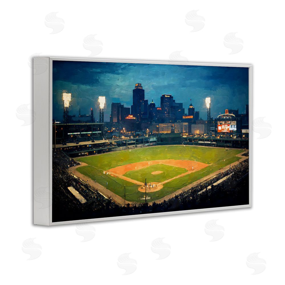 Arlington Prints Baseball Stadium at Night White Framed Giclee Print Wall Art