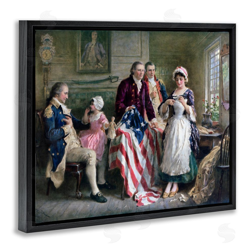 Arlington Prints Historical Betsy Ross Black Floating Frame Canvas Wall Art Print