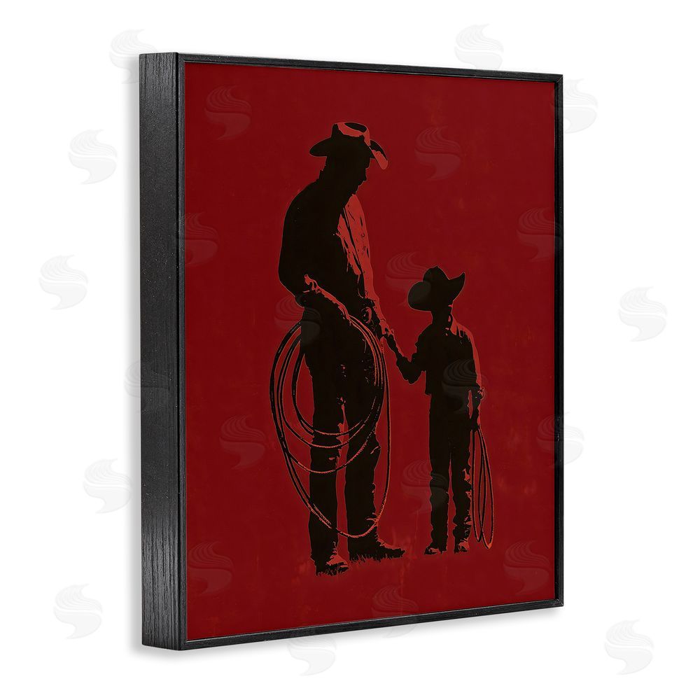Arlington Prints Burgundy Cowboy Father & Son Black Framed Giclee Print Wall Art