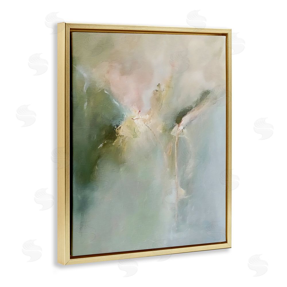 Riley B Ethereal Brushwork Harmony Gold Floating Framed Canvas Wall Art