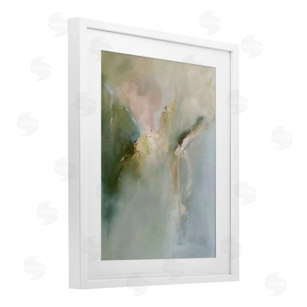 Riley B Ethereal Brushwork Harmony White Framed Print Under Glass Wall Art