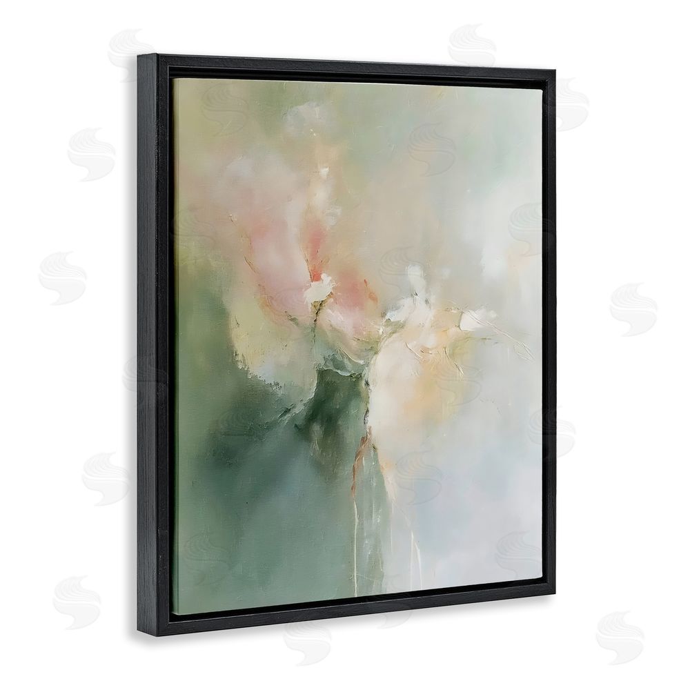 Riley B Ethereal Brushwork Abstraction Black Floating Framed Canvas Wall Art