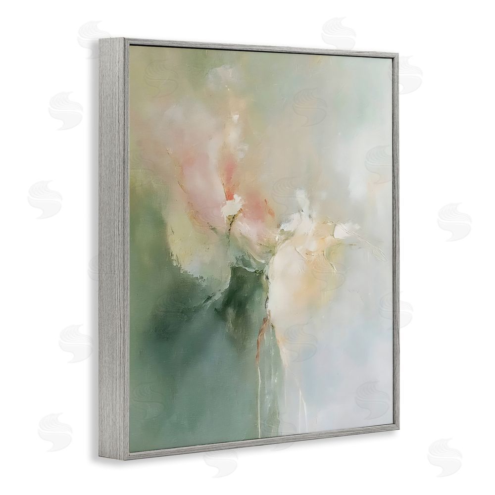 Riley B Ethereal Brushwork Abstraction Gray Framed Giclee Wall Art