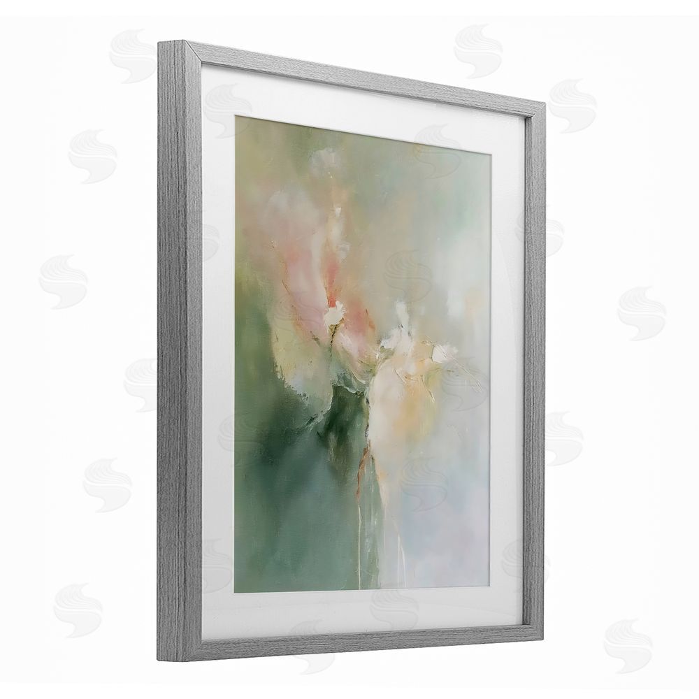 Riley B Ethereal Brushwork Abstraction Gray Framed Print Under Glass Wall Art