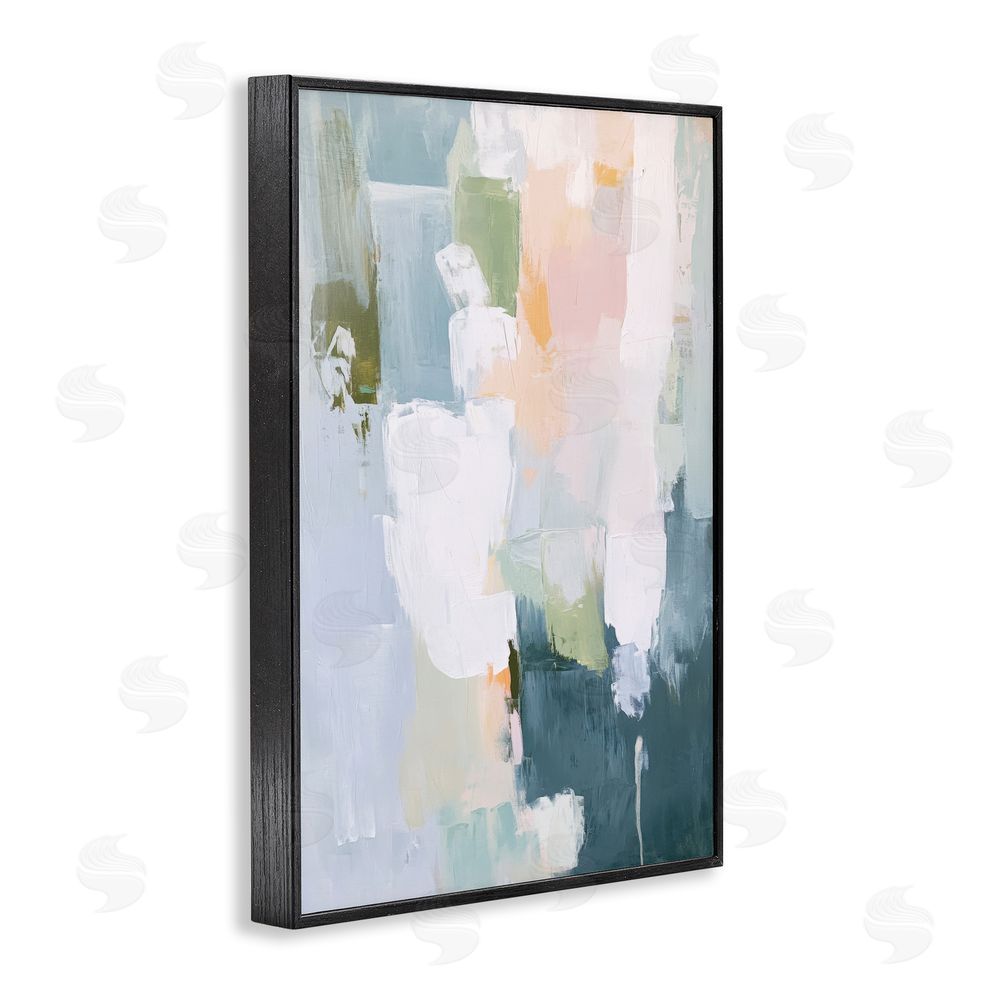 Petal Prints Design Abstract Pastel Brushstroke Composition Black Framed Giclee Wall Art Print