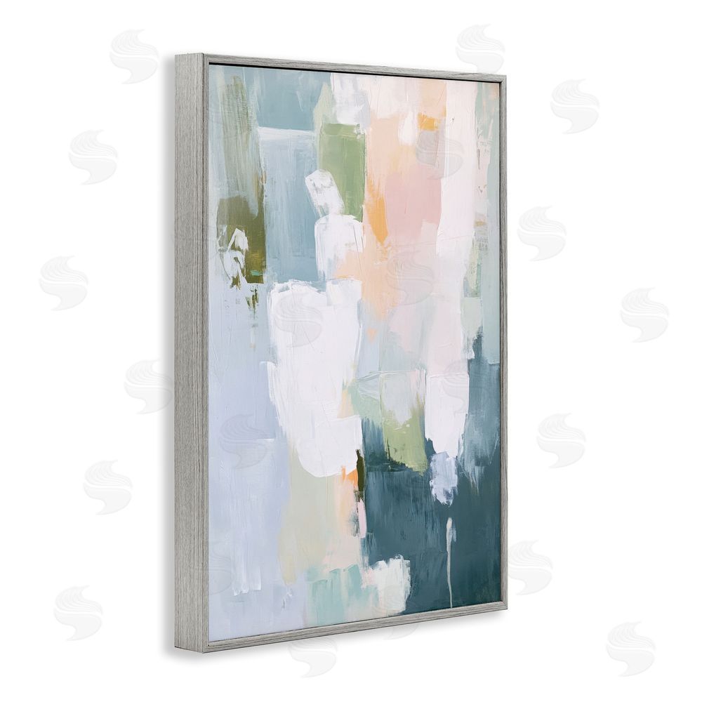 Petal Prints Design Abstract Pastel Brushstroke Composition Gray Framed Giclee Wall Art Print