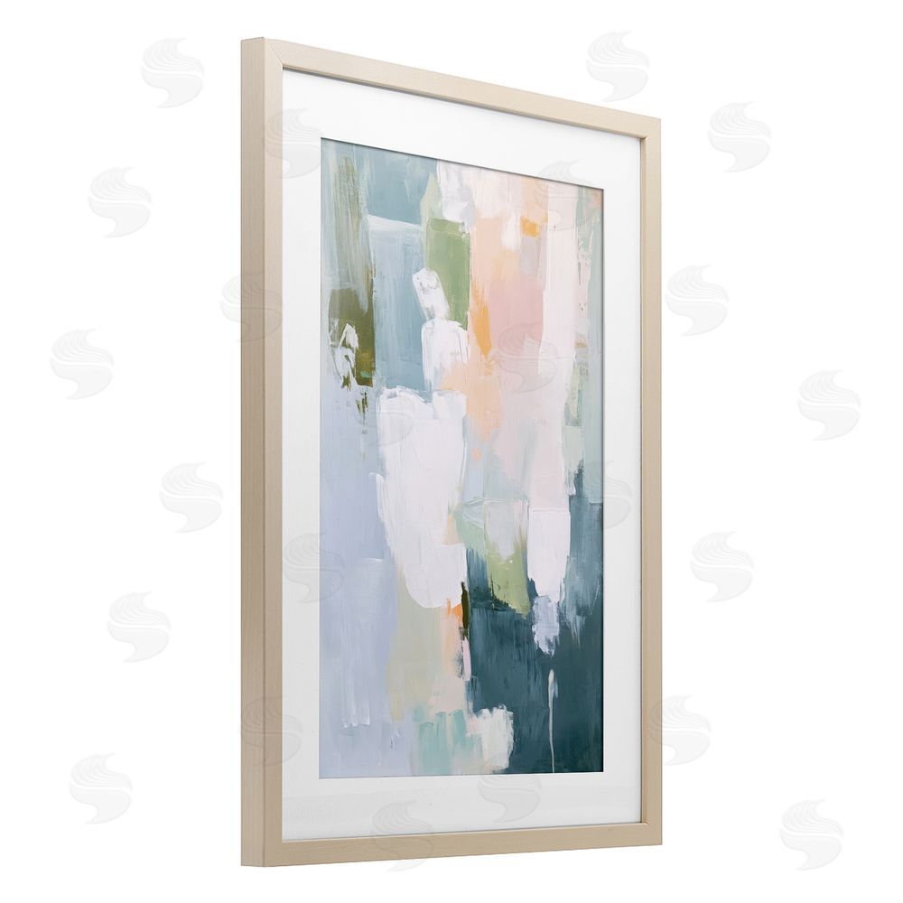 Petal Prints Design Abstract Pastel Brushstroke Composition Brown Framed Print Under Glass with Matting Wall Art