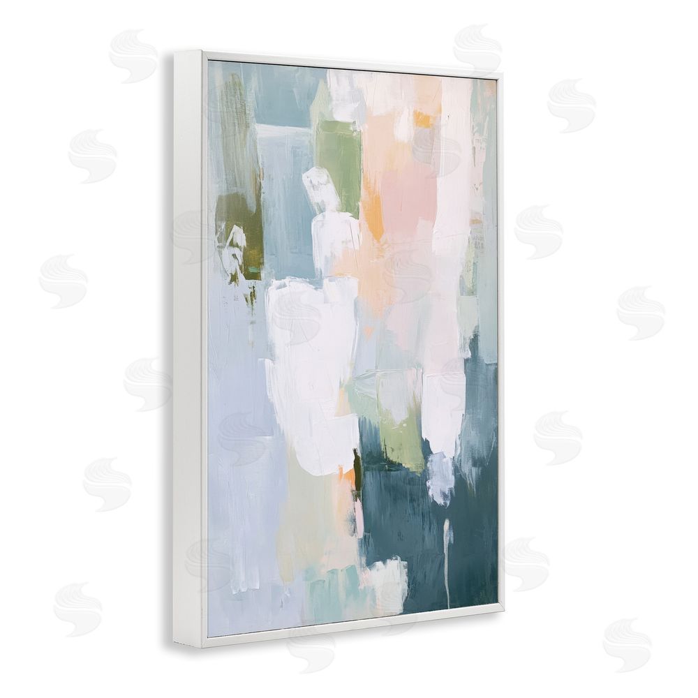 Petal Prints Design Abstract Pastel Brushstroke Composition White Framed Giclee Wall Art Print