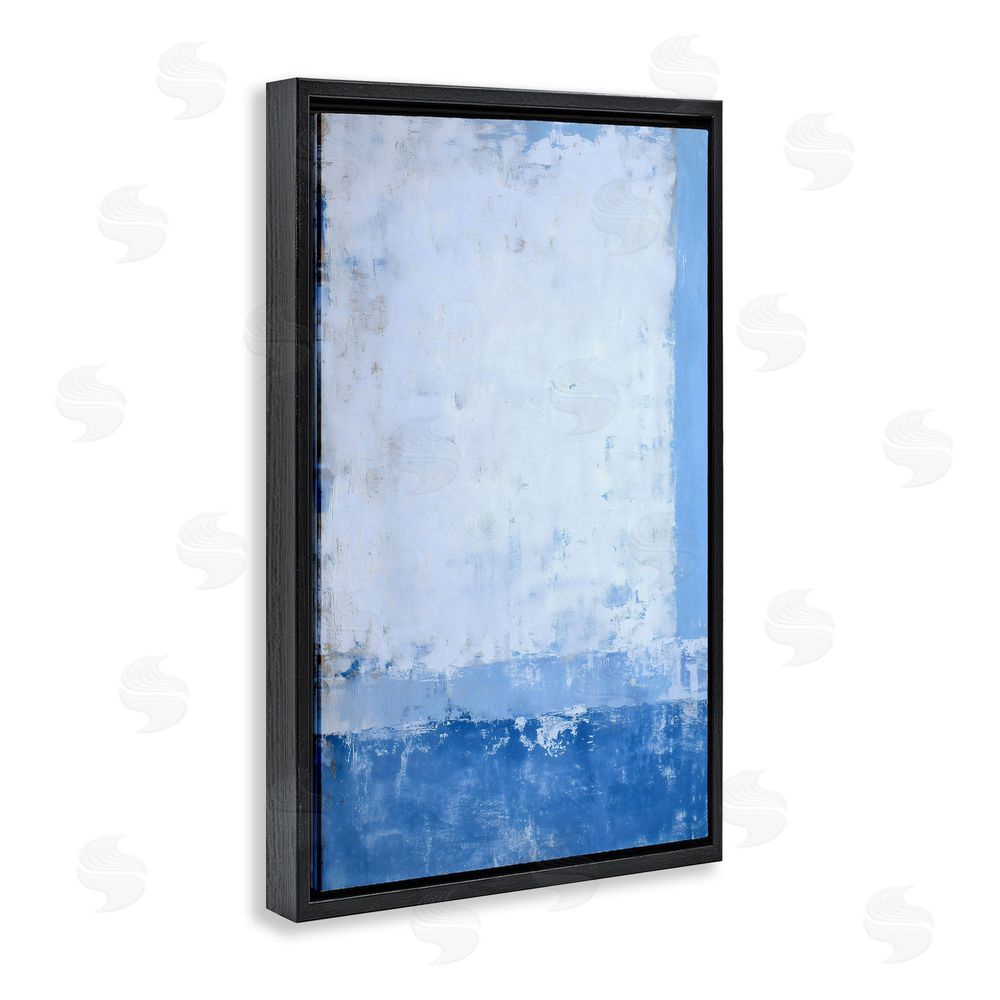 Gina Kelly Blue & White Abstract Black Floating Frame Stretched Canvas Wall Art Print