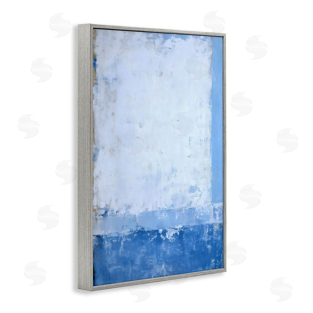 Gina Kelly Blue & White Abstract Gray Framed Giclee Wall Art Print
