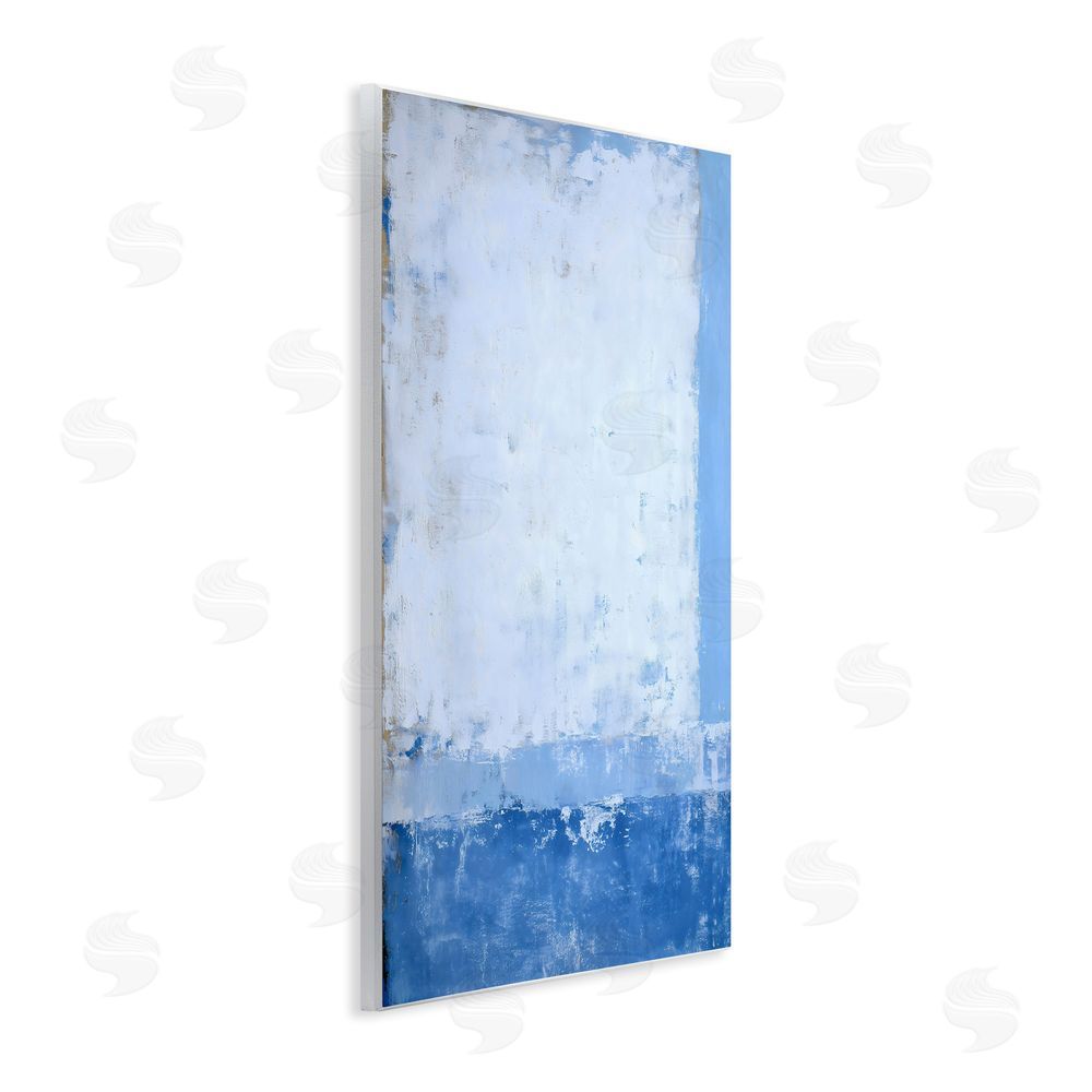 Gina Kelly Blue & White Abstract Wall Plaque Art Print with White Foil Wrap