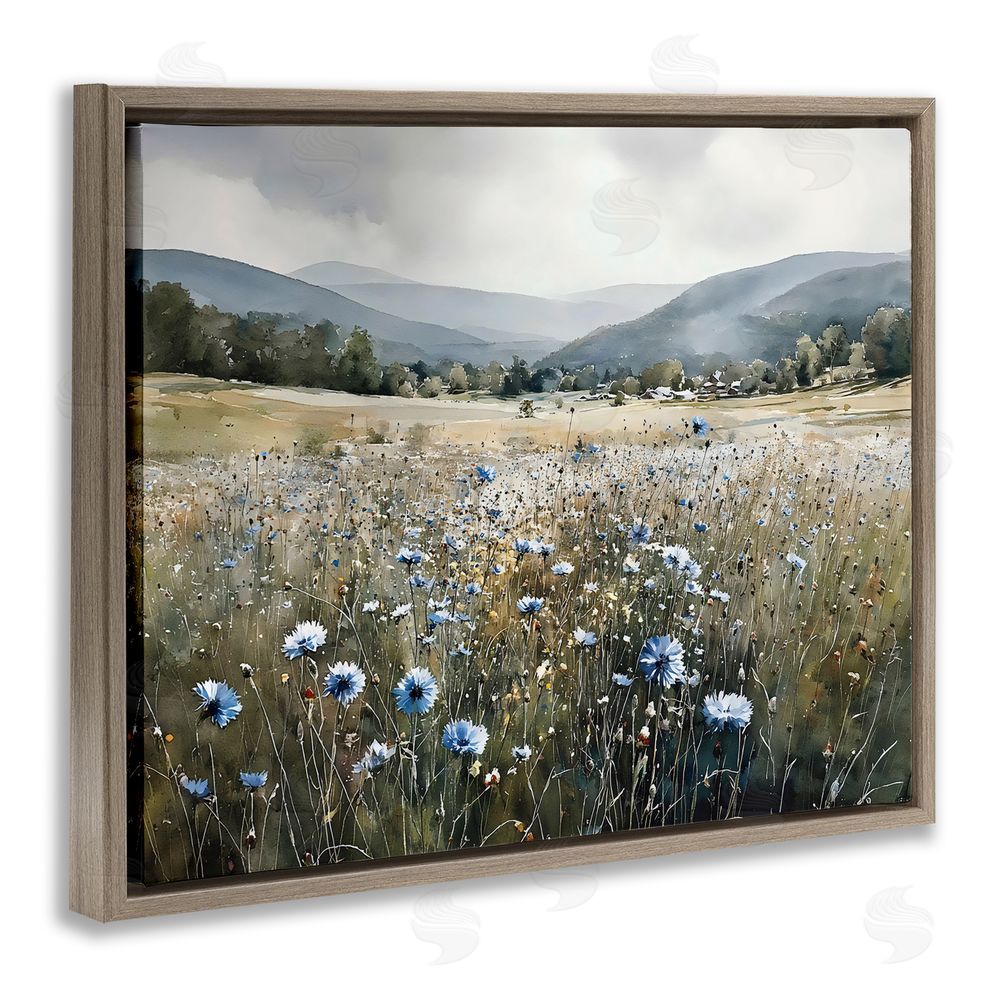 Franklyn Gregory Sapphire Speckled Fields Brown Floating Framed Canvas Wall Art Print