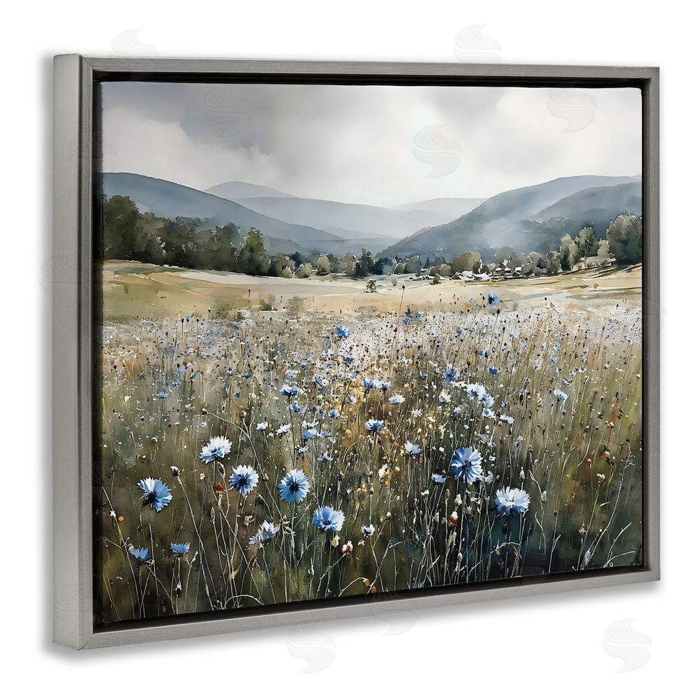 Franklyn Gregory Sapphire Speckled Fields Gray Floating Framed Canvas Wall Art Print