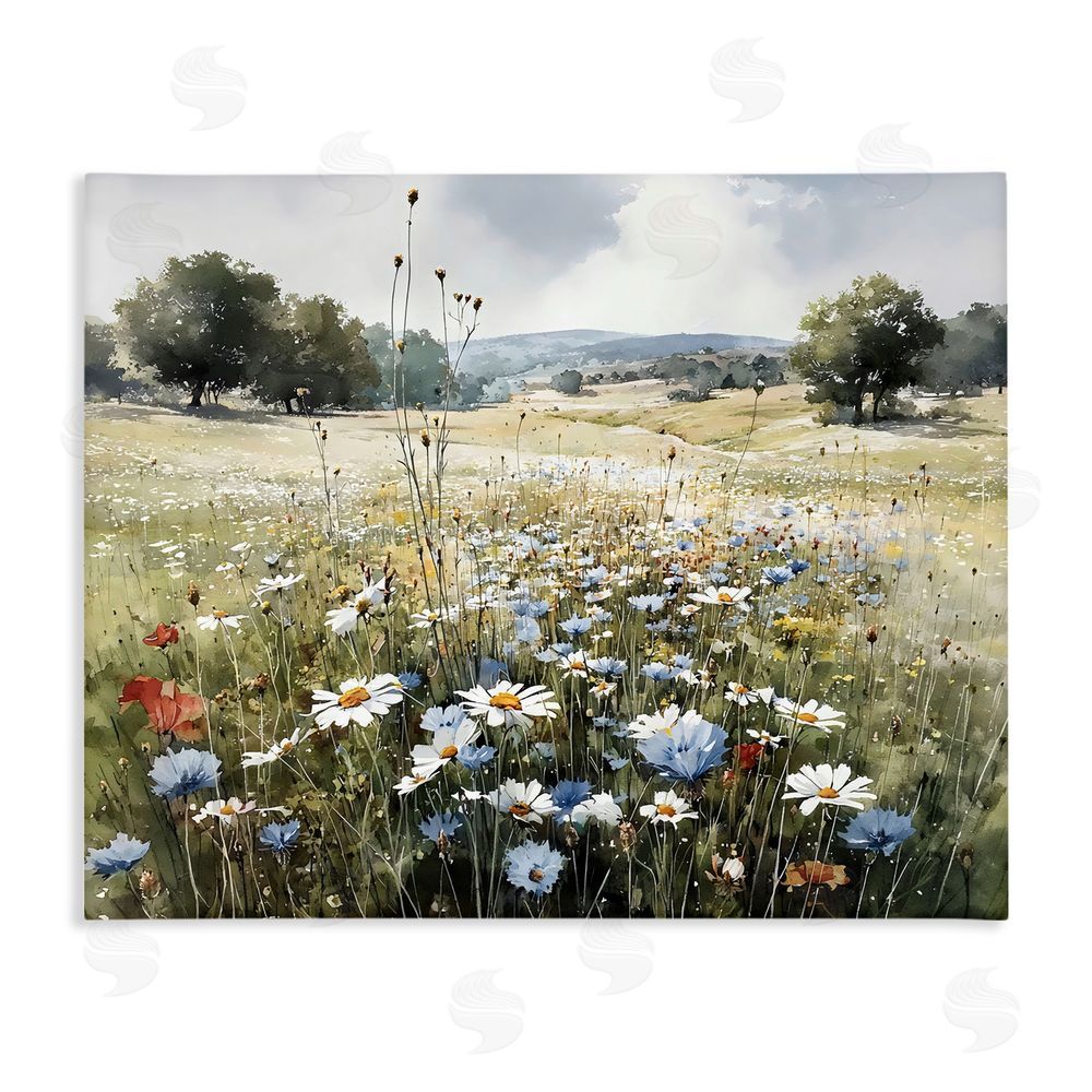 Franklyn Gregory Calm Meadow of Wildflowers Stretched Canvas Wall Art Print
