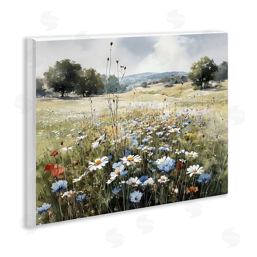 Franklyn Gregory Calm Meadow of Wildflowers Wall Plaque Art Print with White Foil Wrap