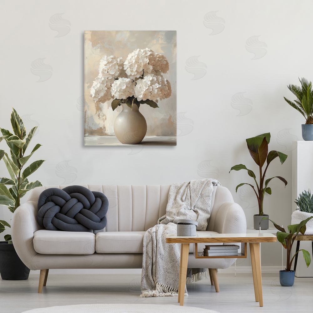 LSR Design Studio Vase of Hydrangeas in Bloom Stretched Canvas on Wall