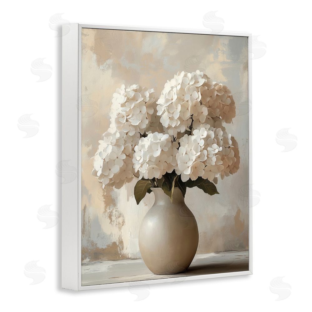 LSR Design Studio Vase of Hydrangeas in Bloom White Framed Giclee Wall Art Print