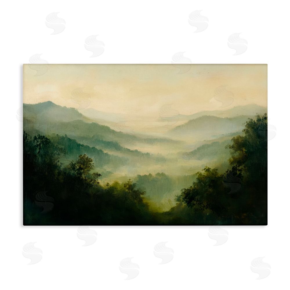 Petal Prints Design Through The Haze Landscape Stretched Canvas Wall Art Print