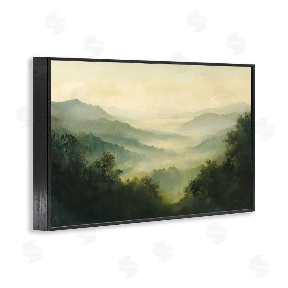 Petal Prints Design Through The Haze Landscape Black Framed Giclee Print Wall Art