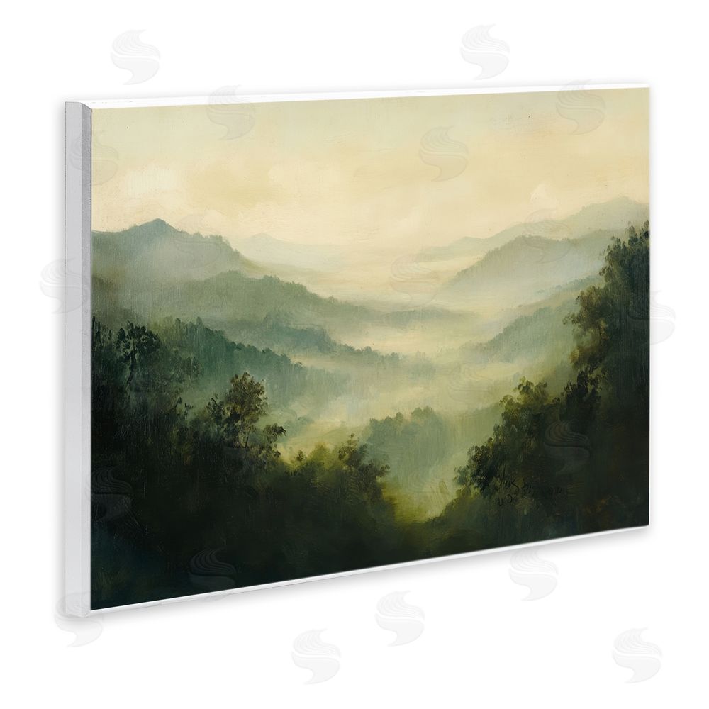 Petal Prints Design Through The Haze Landscape Wooden Wall Plaque Art Print