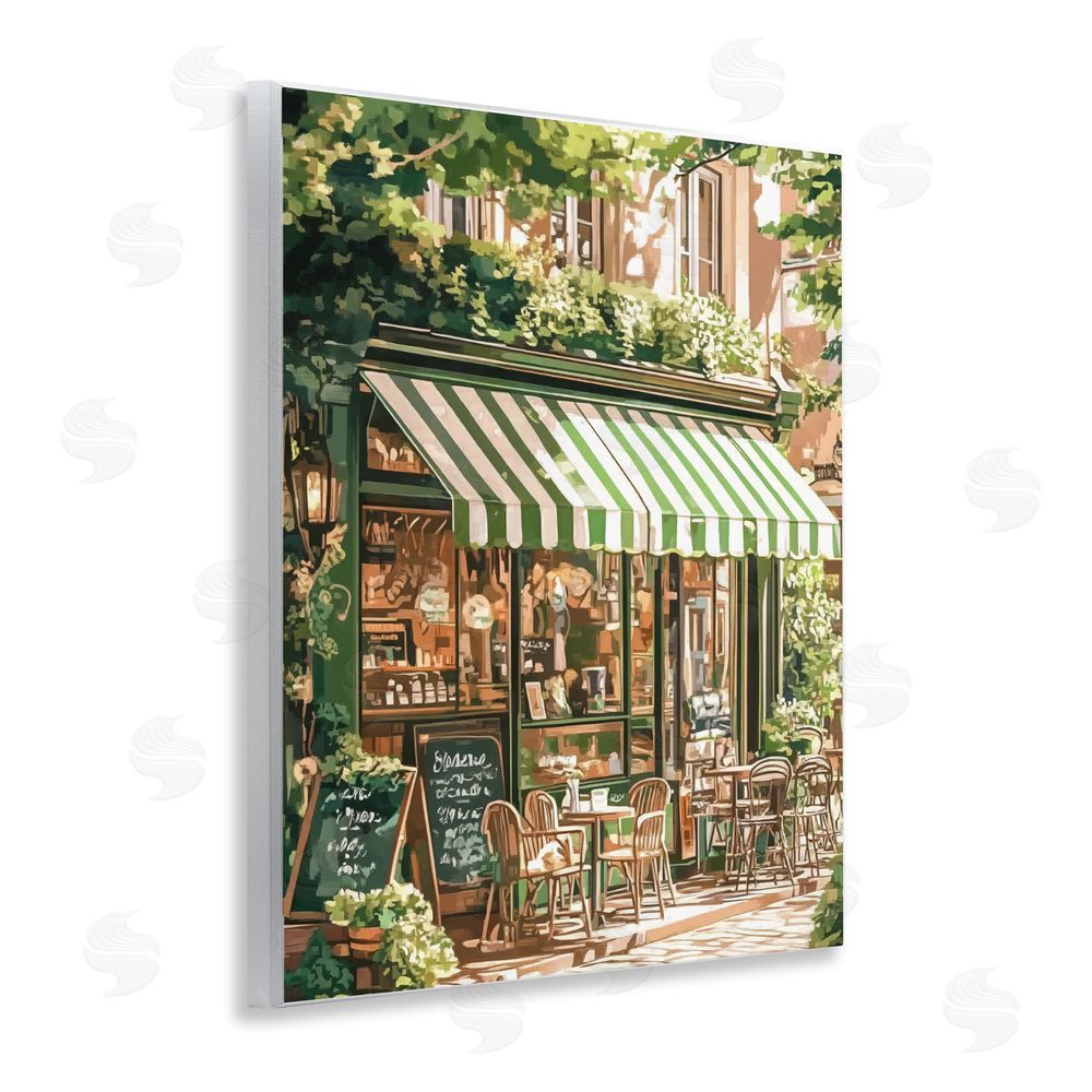 LSR Design Studio Coffee Shop Awning & Greenery Wall Plaque with Fixed Lithograph Print