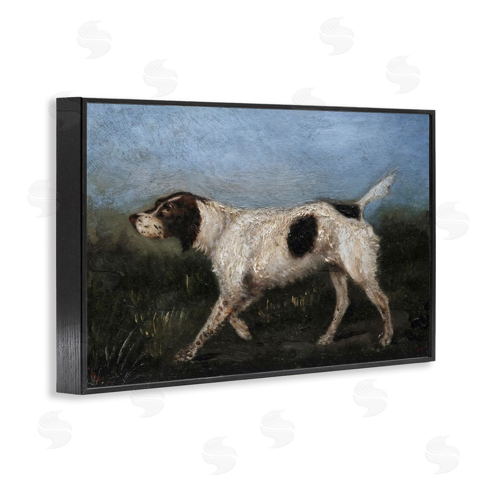 Arlington Prints Alert Hunting Dog in Field Black Framed Giclee Wall Art Print