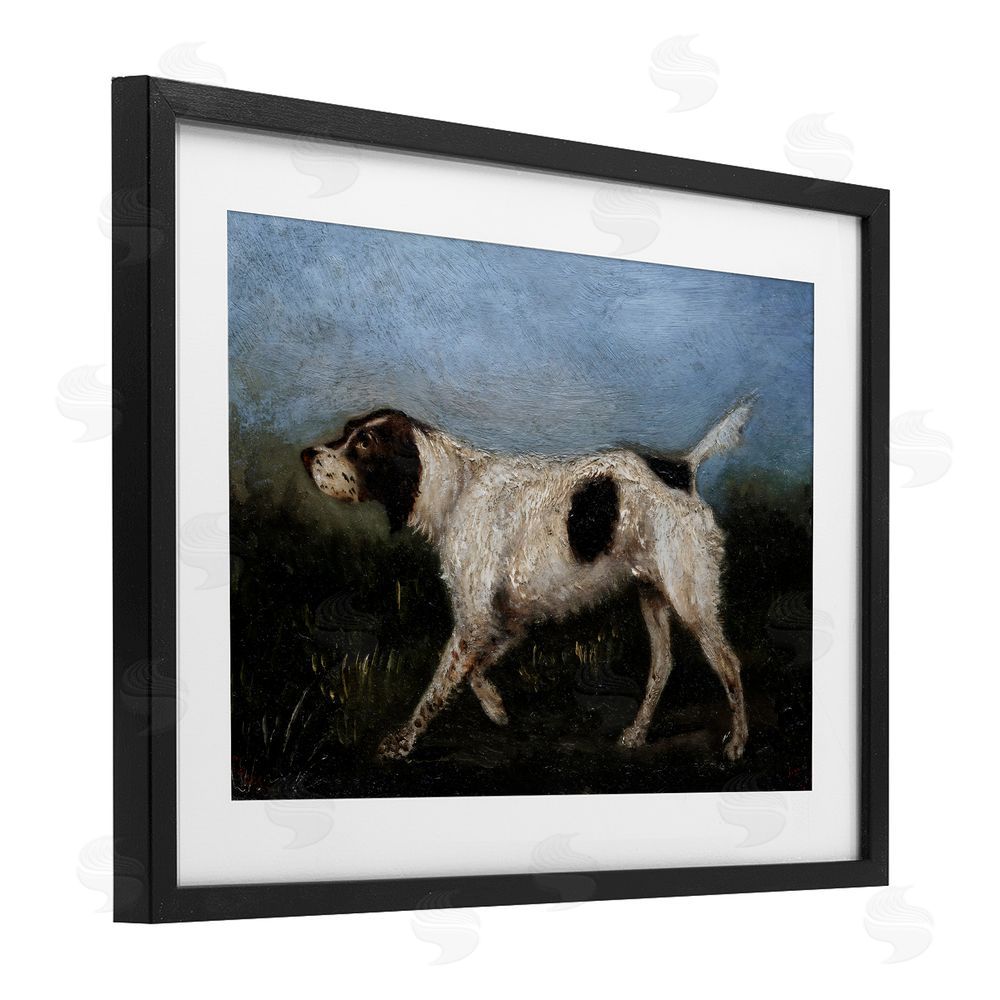 Arlington Prints Alert Hunting Dog in Field Black Framed Print Under Glass with Matting Wall Art
