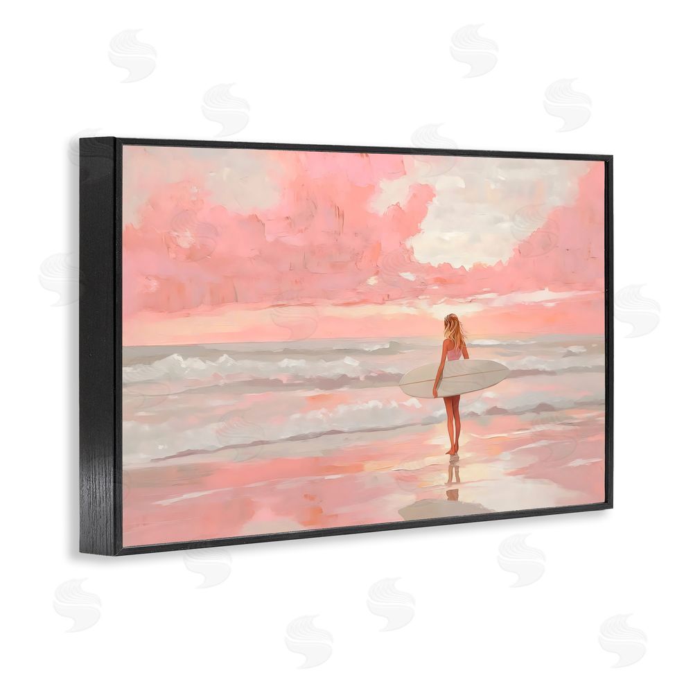 LSR Design Studio Pink Sky Surfer Black Framed Giclee Print Wall Art