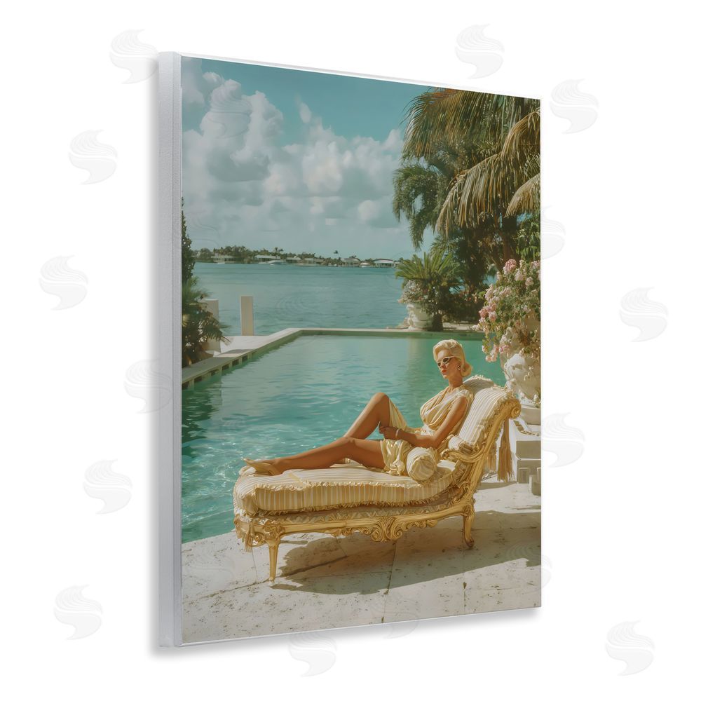 Franklyn Gregory Vintage Poolside Woman Wall Plaque Printed Art