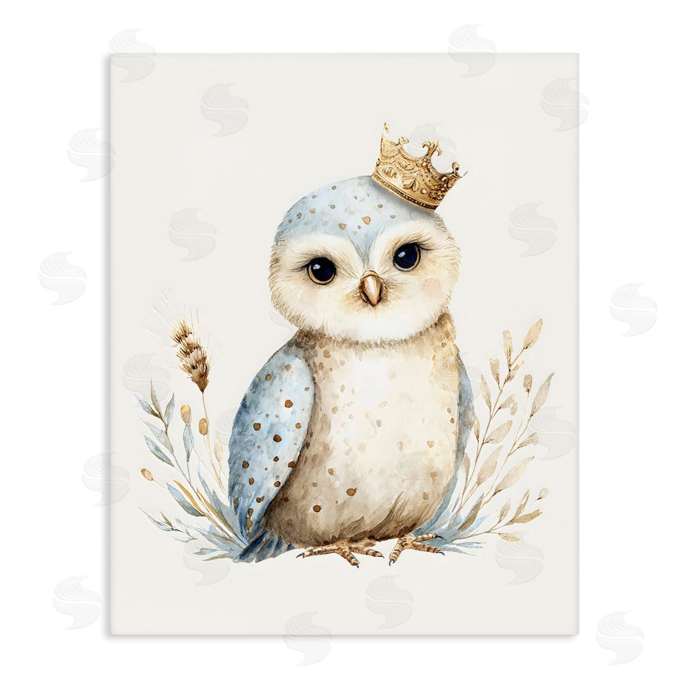 LSR Design Studio Watercolor Nursery Owl Stretched Canvas Wall Art Print