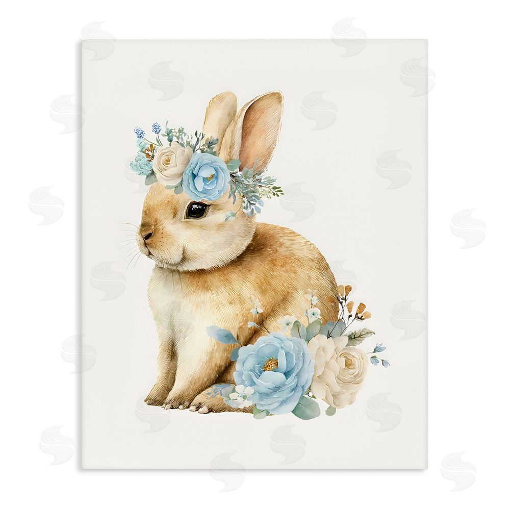 LSR Design Studio Watercolor Nursery Bunny Stretched Canvas Wall Art Print
