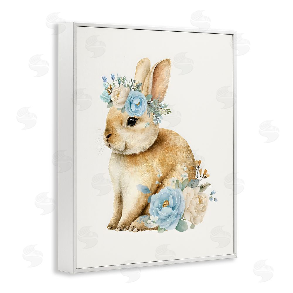 LSR Design Studio Watercolor Nursery Bunny White Framed Giclee Wall Art Print