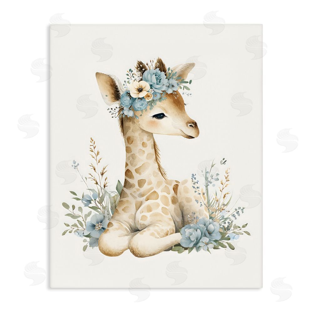 LSR Design Studio Watercolor Nursery Giraffe Stretched Canvas Wall Art Print